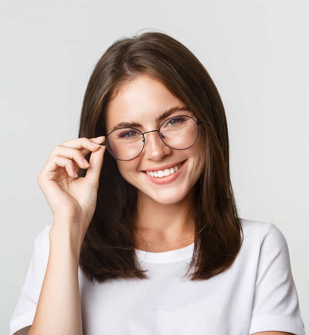 close up of smiling confident beautiful brunette g 2AQ2CKN